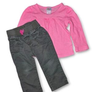 18M Circo Long Sleeve Pink‎ Top and Dark Gray Pants Set
